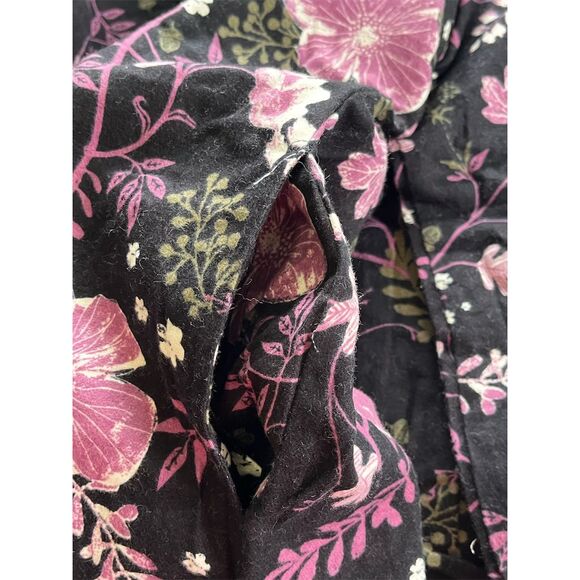 HUE Women's Floral Button-Up Blouse Size 1 Multicolor Long Sleeve - Picture 6 of 9